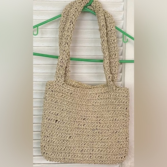 ASOS design woven handmade straw shoulder/ tote granny bag in natural NWT Boho - Picture 6 of 6
